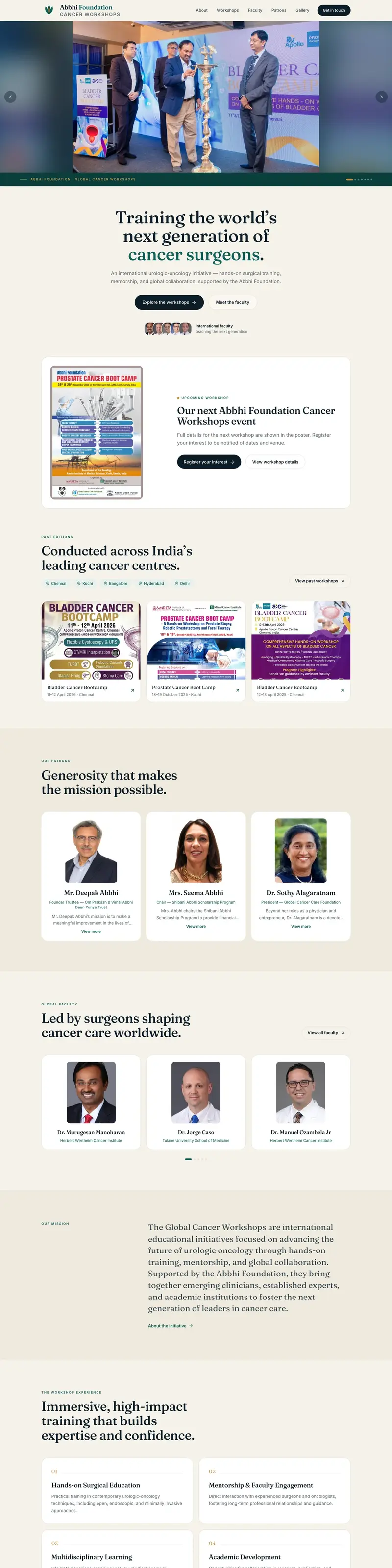 Abbhi Foundation — Global Cancer Workshop — website for ABBHI FOUNDATION — MIAMI, USA