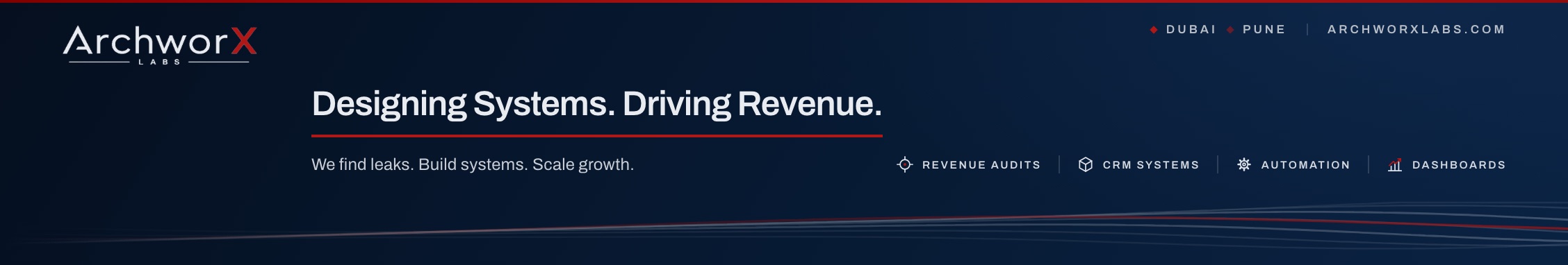 LinkedIn company cover — v3 services, dark