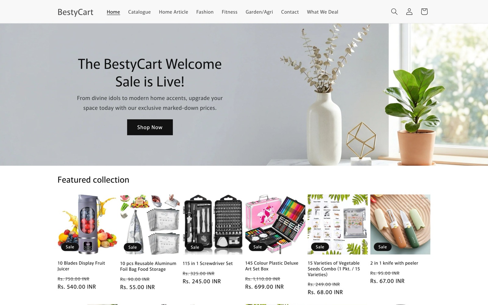 Homepage & Featured Collection
