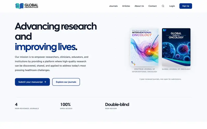 Home page of GPH Journals — the academic and medical publishing platform we designed and launched for Global Publishing House, Miami