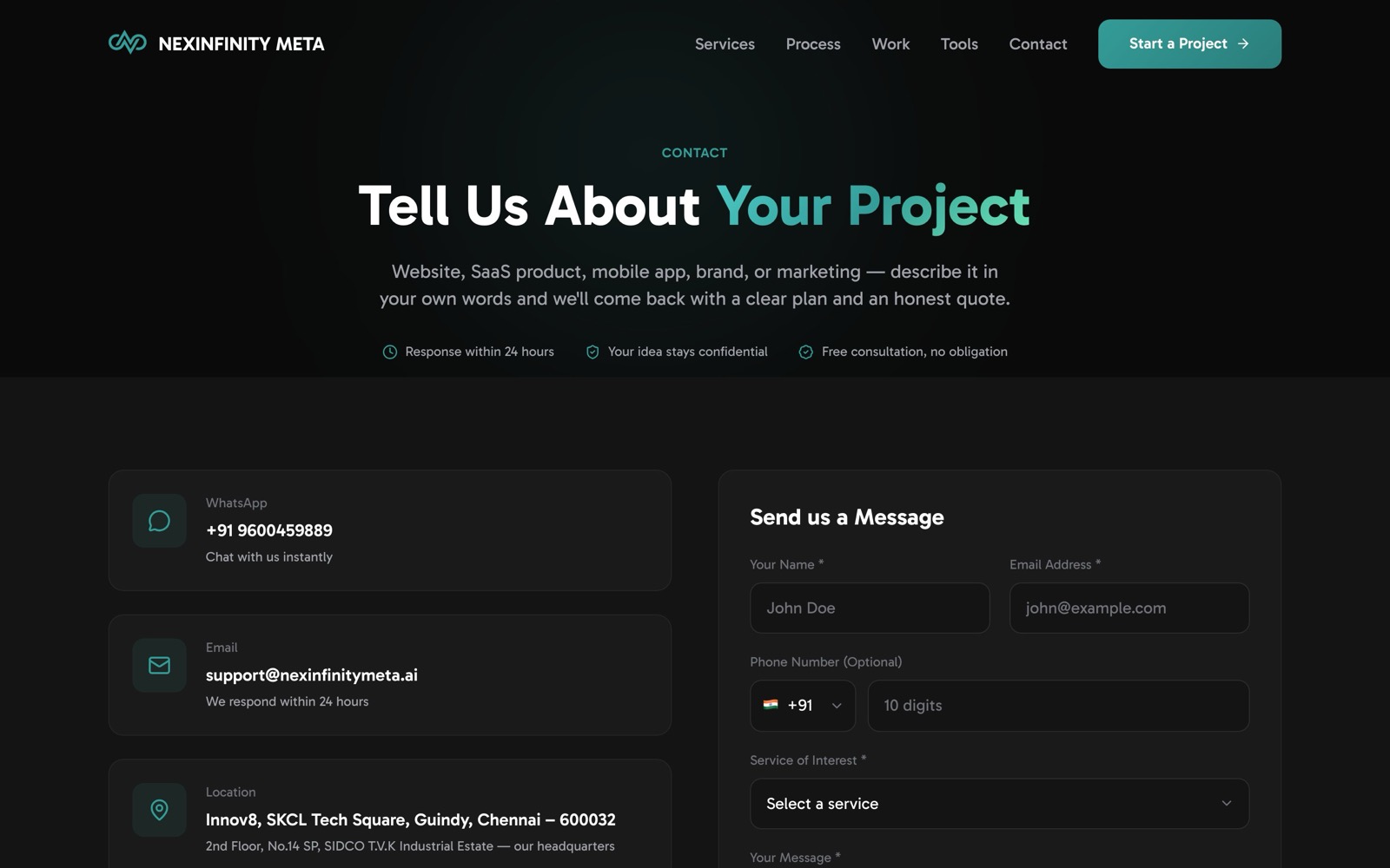 Dedicated Contact Page